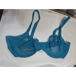 NWOT CUUP 36E The Plunge Mesh Turquoise Sheer Underwire Bra 126412